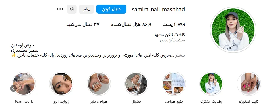 سمیرا اسفندیاری از بهترین ناخن کار در مشهد است